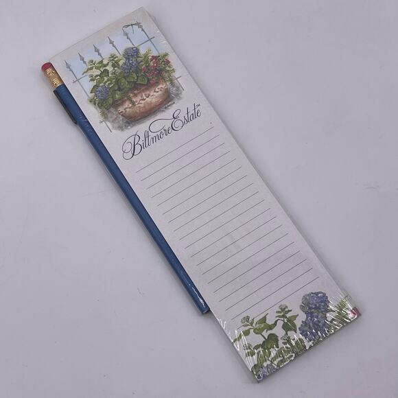 Biltmore Estate Magnetic Note Pad and Magnet Pencil Flowers Lined Paper NEW - Picture 10 of 10